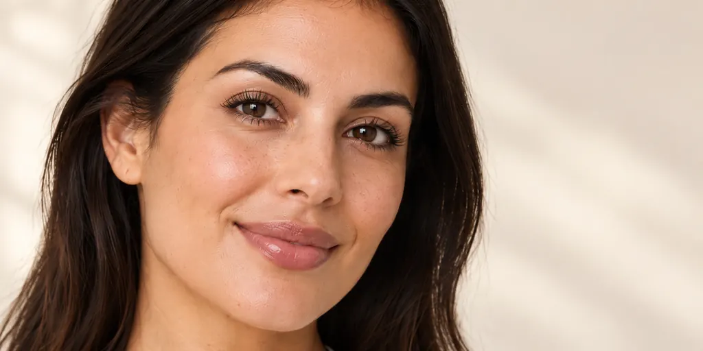 Close-up of a dark-haired woman’s face